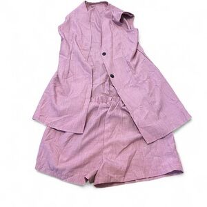SHEIN Pink Button Down Shirt and Shorts Combo Set